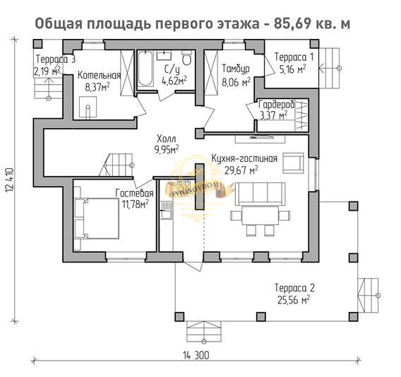 Планировка Дом из пеноблоков AN007-13