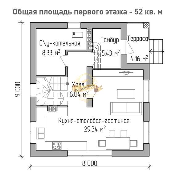 Планировка Дом из газосиликатных блоков AN019-11