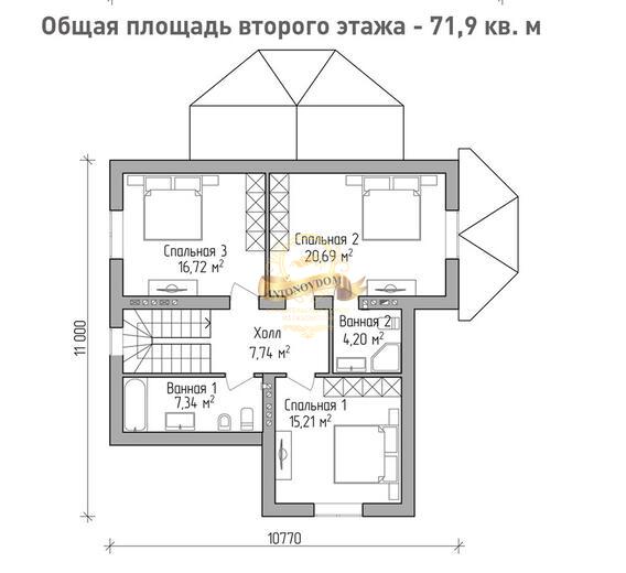 Планировка Дом из пеноблоков AN038-13