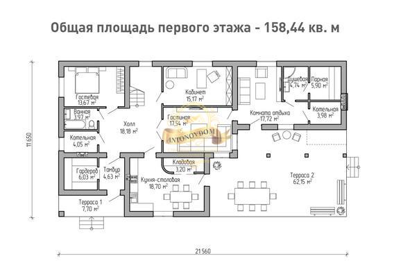 Планировка Дом из газосиликатных блоков AN050-13