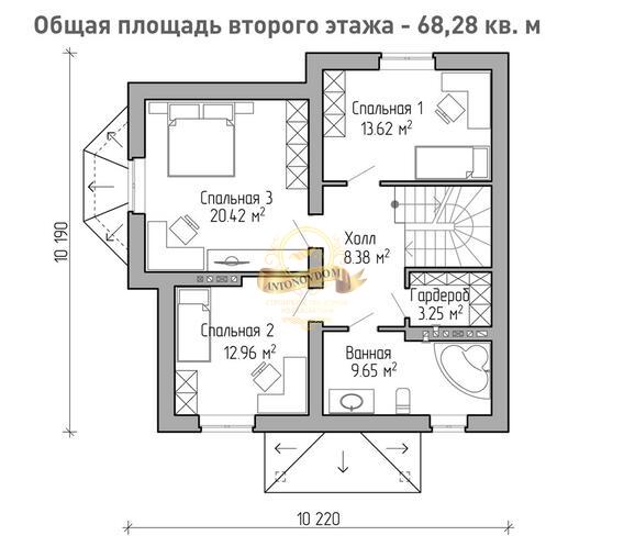 Планировка Дом из пеноблоков AN065-13