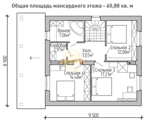 Планировка Дом из газосиликатных блоков AN011-14