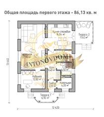 Планировка двухэтажного дома из газобетона с котельной.