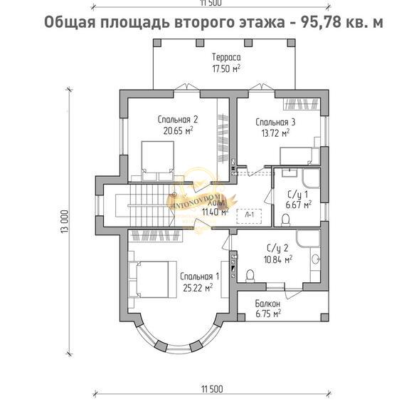 Планировка Дом из пеноблоков AN095-16