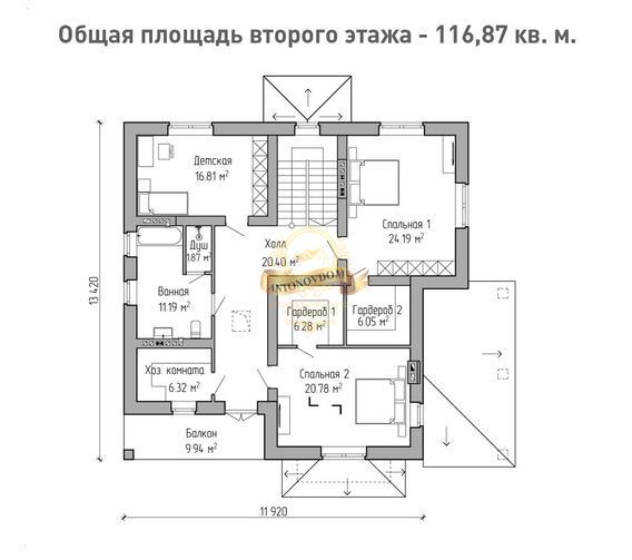 Планировка Дом из пеноблоков AN068-16