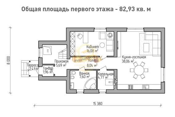 Планировка Дом из пеноблоков AN080-13