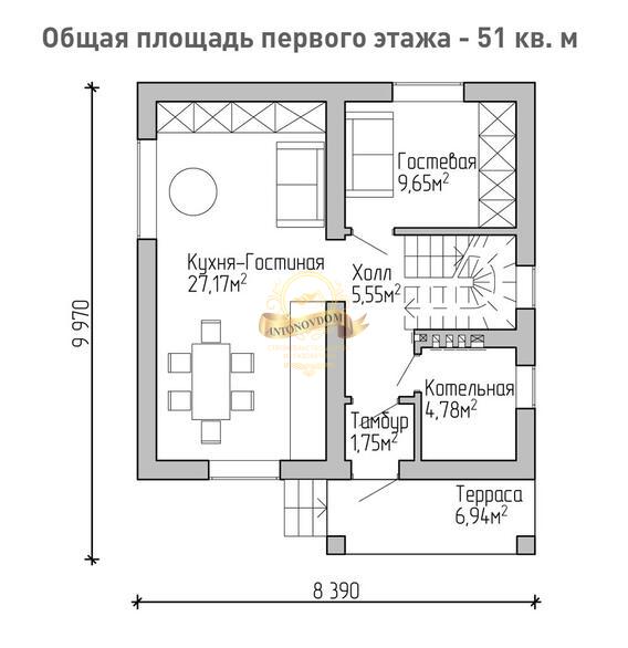 Планировка Дом из пеноблоков AN027-14