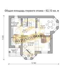 Планировка двухэтажного дома из газобетона с эркером.