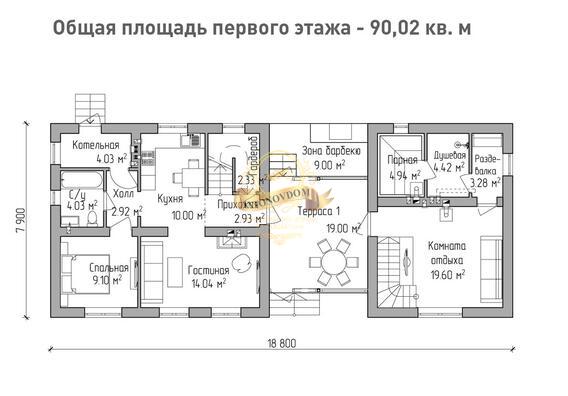 Планировка Дом из газосиликатных блоков AN063-17