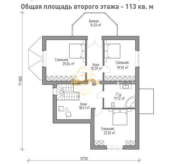 Планировка Дом из пеноблоков AN011-12
