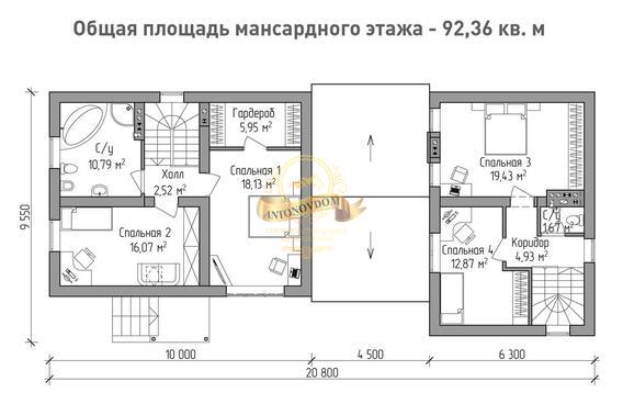 Планировка Дом из пеноблоков AN007-15