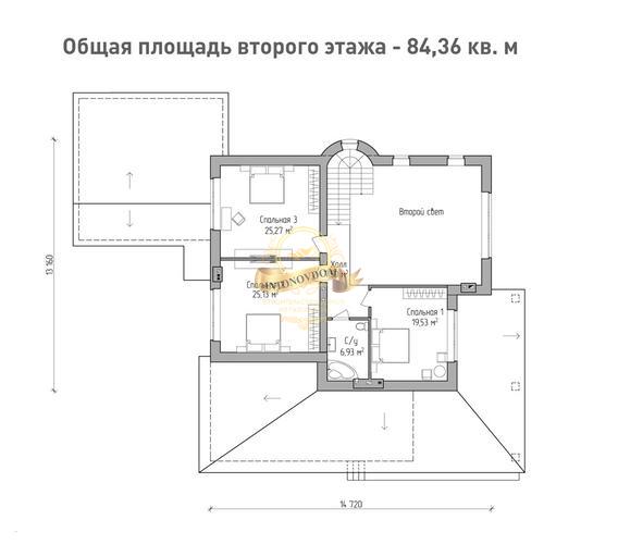Планировка Дом из пеноблоков AN077-14