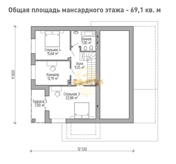 Планировка Дом из пеноблоков AN032-12