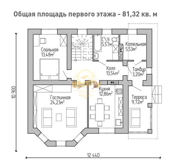 Планировка Дом из газосиликатных блоков AN059-14