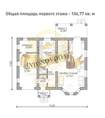 Планировка дома из газобетона с мансардой и сложной крышей.