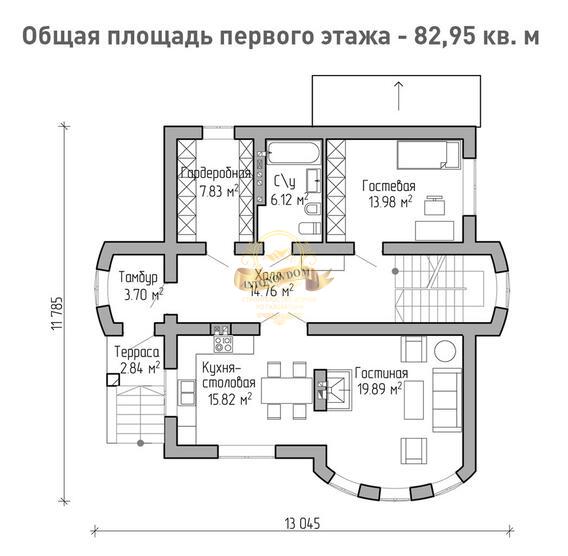 Планировка Дом из газосиликатных блоков AN058-12