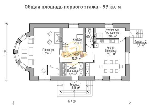 Планировка Дом из пеноблоков AN062-12