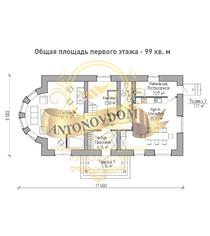 Планировка двухэтажного дома из газобетона с эркером.