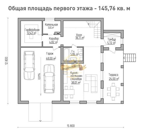 Планировка Дом из  AN074-14