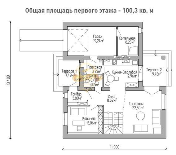 Планировка Дом из газосиликатных блоков AN002-13