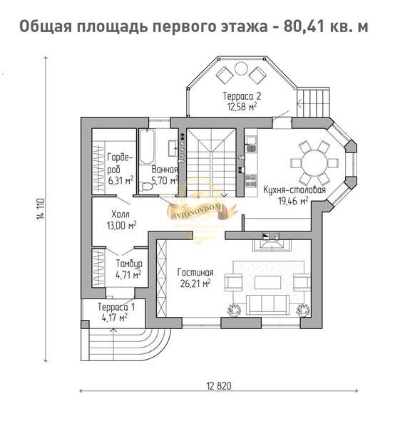 Планировка Дом из  AN068-14