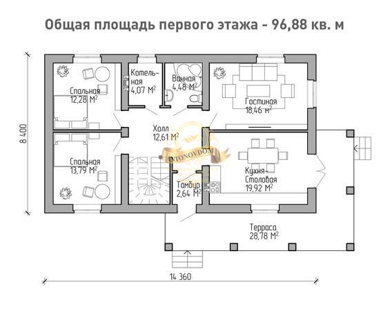 Планировка Дом из газосиликатных блоков AN062-13
