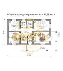 Планировка типового проекта двухэтажного дома из газобетона.