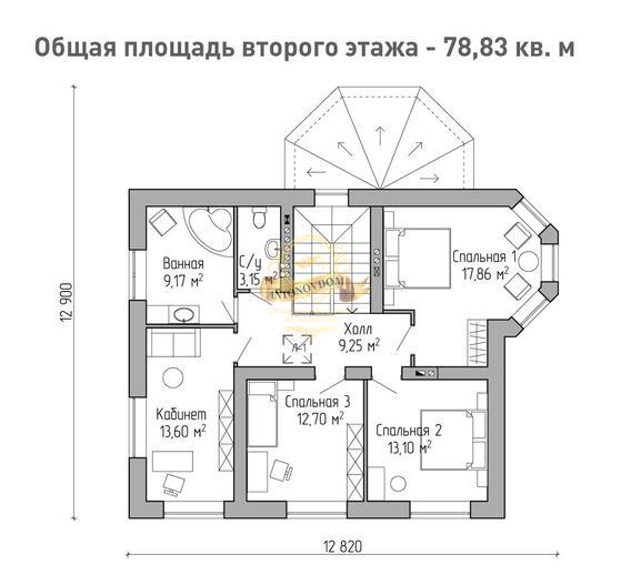Планировка двухэтажного дома из газобетона с цокольным этажом.