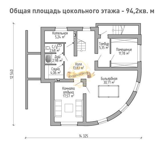 Планировка Дом из газосиликатных блоков AN048-12