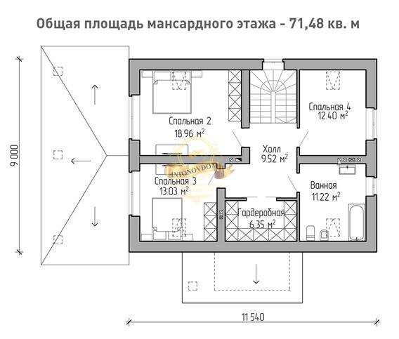 Планировка Дом из газосиликатных блоков AN099-13
