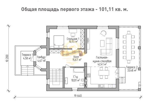 Планировка дома из газобетона с мансардой с цокольным этажом