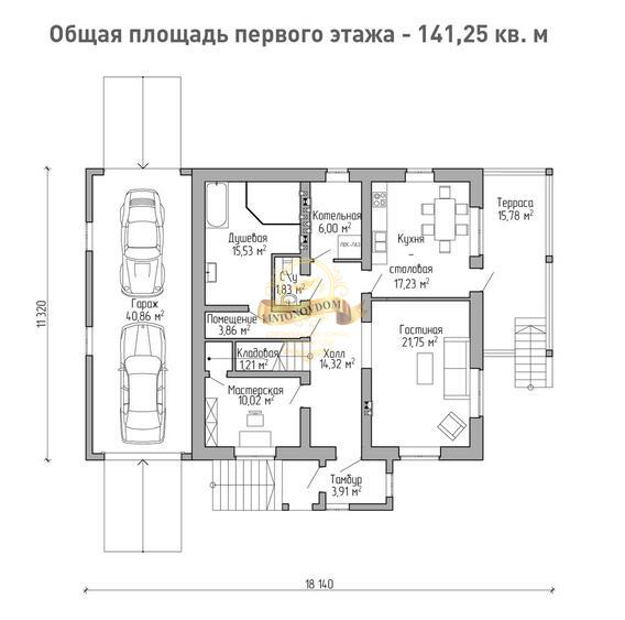 Планировка Дом из газосиликатных блоков AN010-12