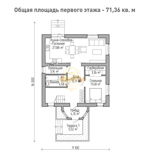 Планировка Дом из  AN052-13