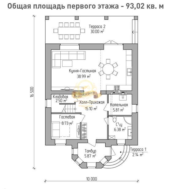 Планировка Дом из пеноблоков AN044-15