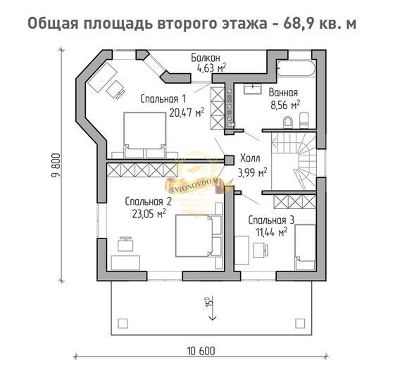 Планировка Дом из пеноблоков AN012-13