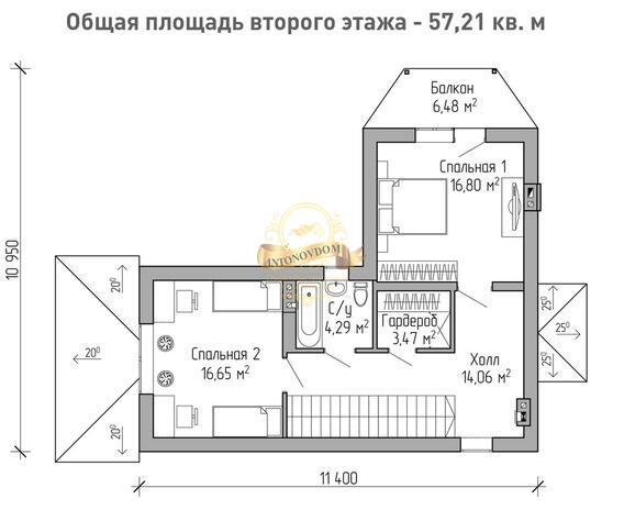 Планировка Дом из газосиликатных блоков AN036-12