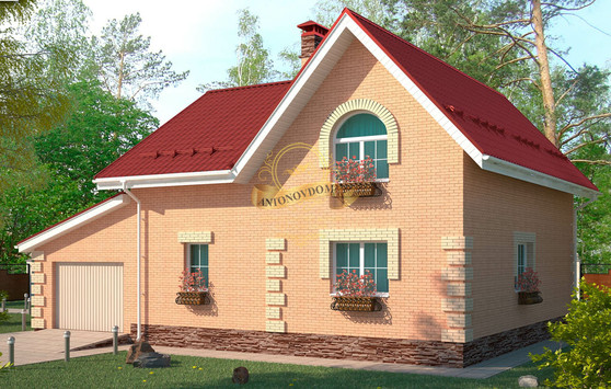 Дом из  с мансардой и сложной крышей