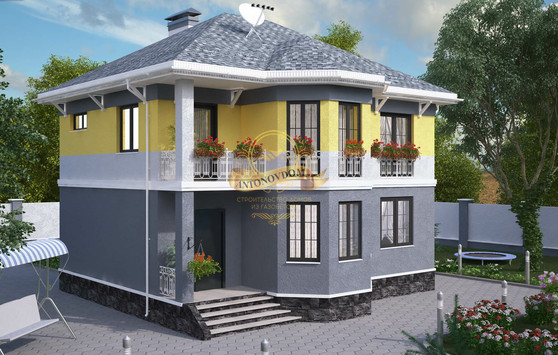 Типовой проект двухэтажного дома из газосиликатных блоков.